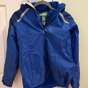 L.L. Bean Tek Kids Youth L 14-16 Blue Jacket Fleece-Lined Hooded Windbreaker